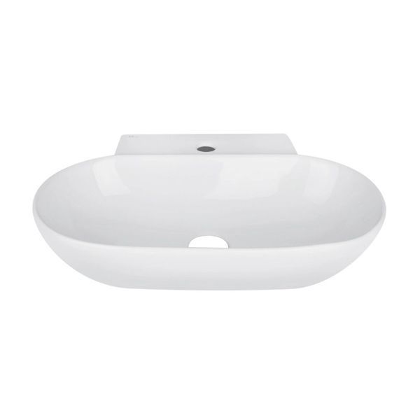 Комплект Qtap Cardinal: Раковина підвісна / накладна овальна 565х400х130 мм White + Донний клапан PU02 QT0411K177WN47330 фото