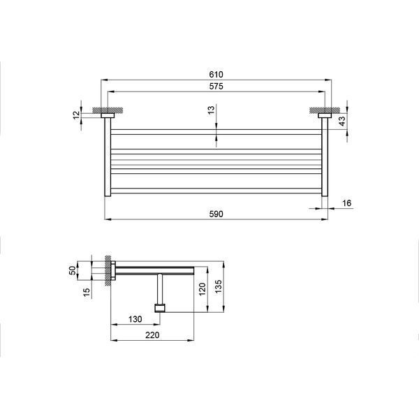 Полиця універсальна Qtap Liberty 600 мм з тримачем QTLIBANT1122 Antic Bronze QTLIBANT1122 фото