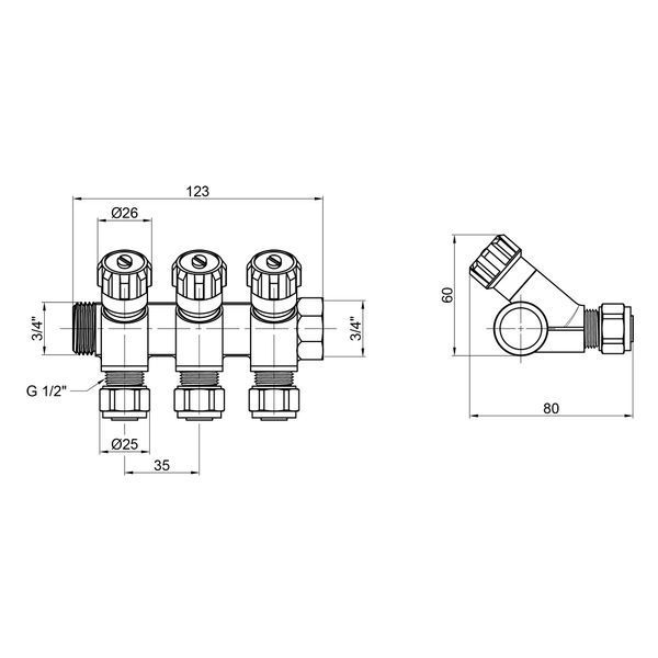 Колектор SD Plus 3/4" 3 виходи SD230W3 SD230W3 фото