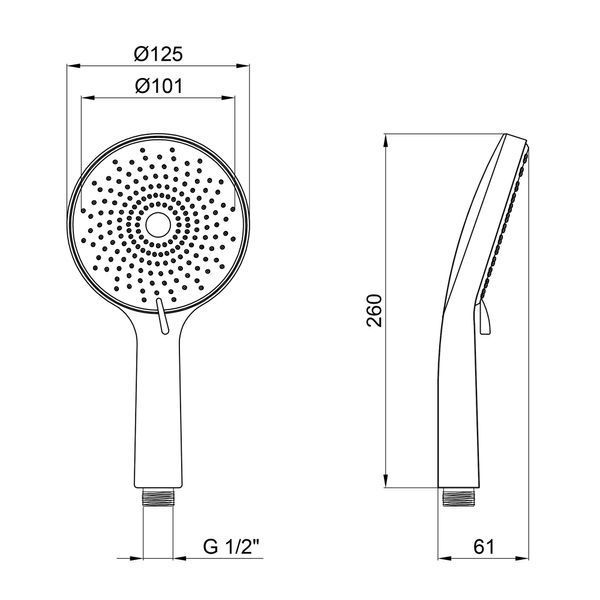 Qtap Rucni Лійка для ручного душу 120 мм округла QTRUCA120R3GRP Graphite QTRUCA120R3GRP фото