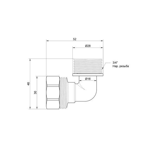 Кут обтискний SD Plus 20х3/4" ЗР SD157W2020 SD157W2020 фото