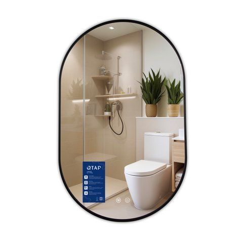 Дзеркало Qtap Scorpio (SC1) з LED-підсвічуванням Touch, з антизапотіванням, з димером, рег. темп. кольору (3000-6500K) Black QTSC500800 QTSC500800 фото
