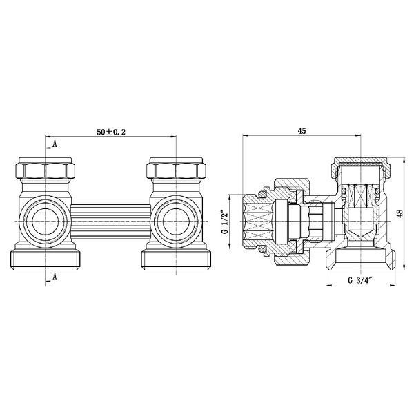 Кран буксовий SD Forte 3/4"х1/2" для радіатора нижній кутовий SF252W15 SF252W15 фото