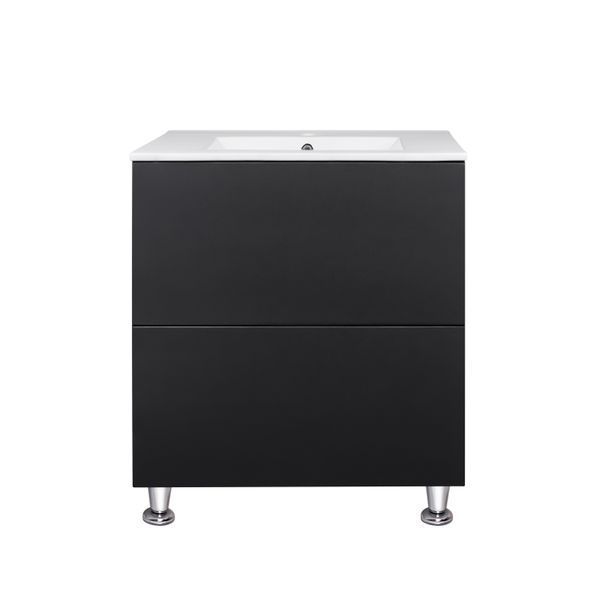 Комплект Qtap Tern 700х725х437 Matt black тумба підлогова + раковина урізна QT1771TNL7023070CMB QT1771TNL7023070CMB фото
