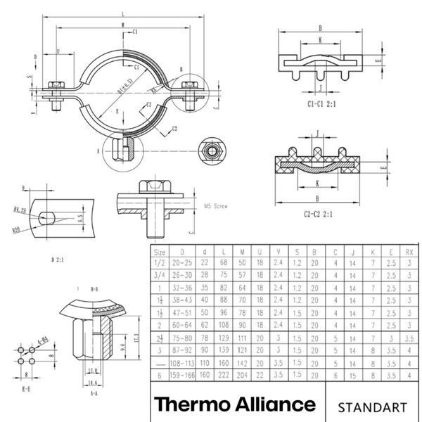 Акційний набір чорних хомутів Thermo Alliance Standart: 4"(D108-113мм) 15шт + у подарунок 2 1/2"(D75-80мм) 3шт + 3"(D87-92мм) 3шт + 6"(D159-166мм) 3шт SD100100B47466 фото