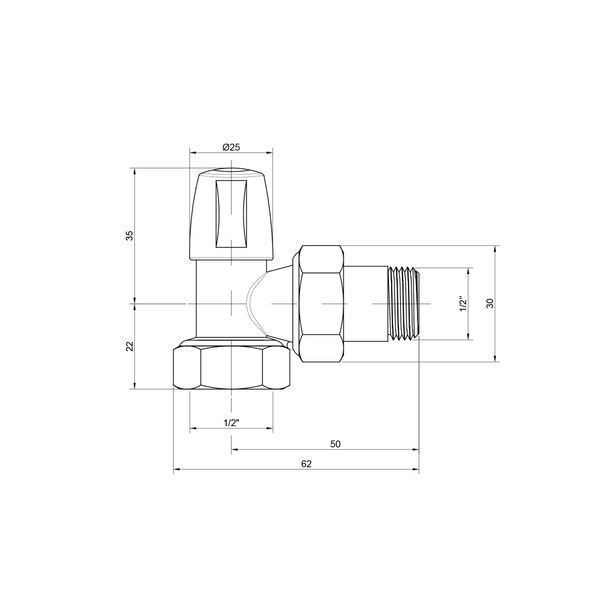 Кран радіаторний Icma 1/2" кутовий без ручки №805 82805AD06 фото