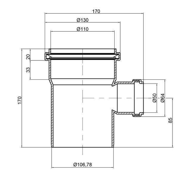 Трійник каналізаційний TA Sewage 110х50х110, 90&deg; TASTRPP9011050 фото