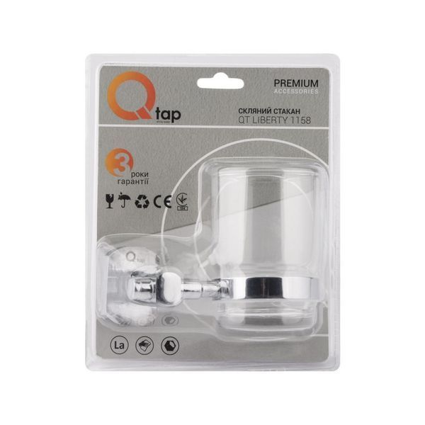 Склянка з тримачем Qtap Liberty настінна QTLIBCRM1158 Chrome QTLIBCRM1158 фото