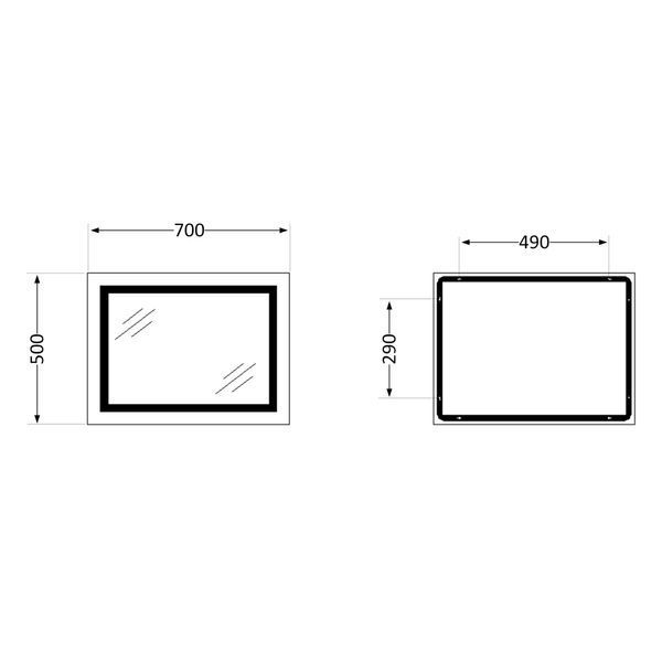 Дзеркало Qtap Cardinal 500х700 з LED-підсвічуванням Touch, з антизапотіванням, з димером, рег. темп. кольору (3000-6500K) Reverse QT0478C5070 QT0478C5070 фото