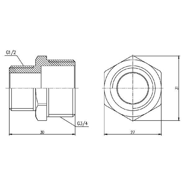 Ніпель редукційний SD Forte 1/2"х3/4" SF3592015 SF3592015 фото
