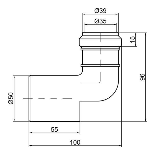 Редукція каналізаційна TA Sewage 50х32 кутова TASRYPP905032 фото