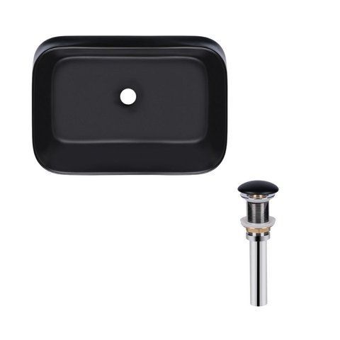 Комплект Qtap Scorpio: Раковина накладна прамокутна 550х390х120 мм Matt Black + Донний клапан PU03 QT14112243MBN47298 фото