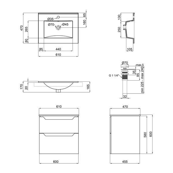 Комплект Qtap Scorpio 605х585х460 White тумба підвісна + раковина урізна QT1472TPВ6013060CW QT1472TPВ6013060CW фото