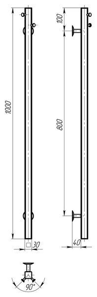 Рушникосушарка електрична Holly 30x1000 Deffi нержавіюча сталь (Білий, WD04) C.MB.100.30.E.W.U.4 фото