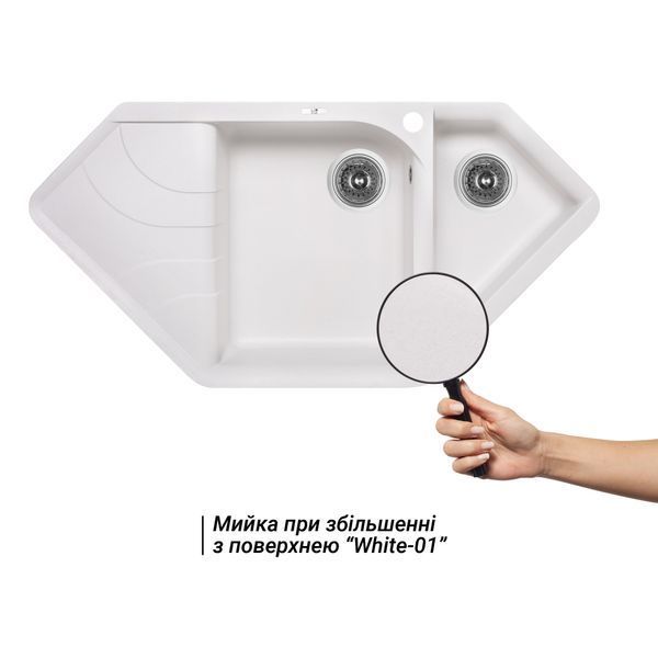 Кухонна мийка з додатковою чашею Lidz 1000x500/225 WHI-01 (LIDZWHI011000500225) LIDZWHI011000500225 фото