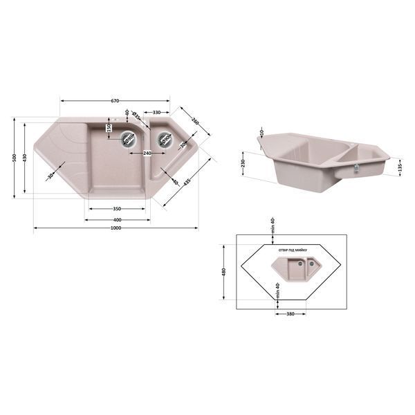 Кухонна мийка з додатковою чашею Lidz 1000x500/225 COL-06 (LIDZCOL061000500225) LIDZCOL061000500225 фото