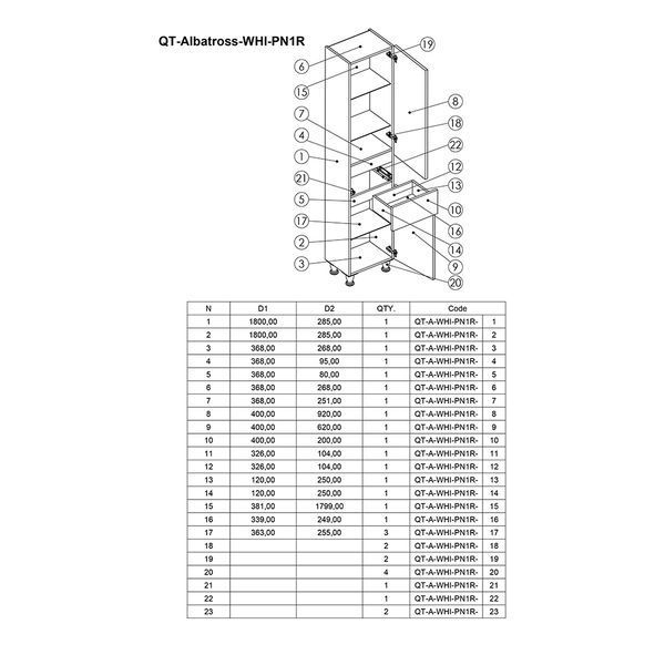 Пенал підлоговий Qtap Albatross 400х1900х305 White QT0175PN1900DRW QT0175PN1900DRW фото