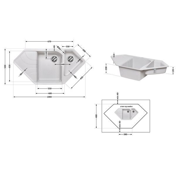 Кухонна мийка з додатковою чашею Lidz 1000x500/225 GRA-09 (LIDZGRA091000500225) LIDZGRA091000500225 фото
