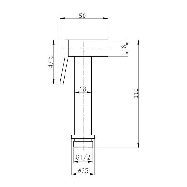Лійка для гігієнічного душу Qtap Rucni прямоугольна QTCRMB120 Chrome (Bidet) QTCRMB120 фото