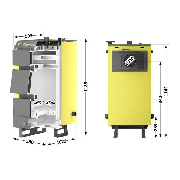 Котел твердопаливний сталевий Thermo Alliance Ferrum W V 5.0 FW 18 FW18V50 фото