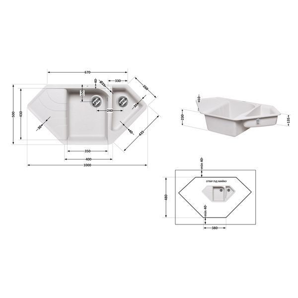 Кухонна мийка з додатковою чашею Lidz 1000x500/225 STO-10 (LIDZSTO101000500225) LIDZSTO101000500225 фото