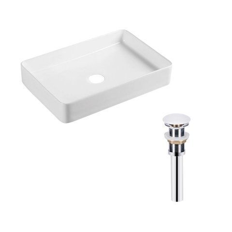 Комплект Qtap Tern: Раковина накладна прамокутна 600x405x110 мм WHITE + Донний клапан PU02 QT17112174WN47303 фото