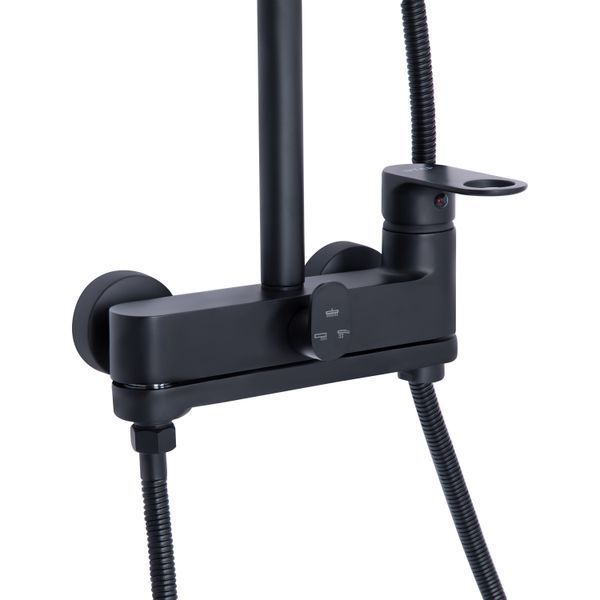Душова система універсальна Qtap Jay на три споживача (з виливом) QTJAY111BLM45549 Black Matt QTJAY111BLM45549 фото