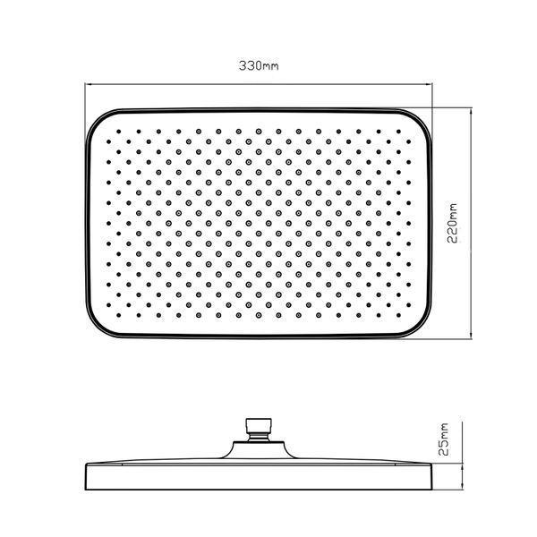 Лійка для верхнього душу Qtap Hlavova 330x220 мм прямокутна QTHLA107BLM45945 Black Matt QTHLA107BLM45945 фото