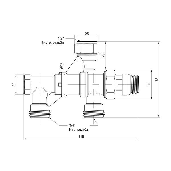 Кран радіаторний комбінований Icma 1/2" х3/4", нижнє підключення №877 81877AD06 фото