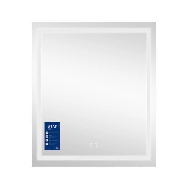 Дзеркало Qtap Mideya 700х800 з LED-підсвічуванням Touch, з антизапотіванням, з годинником, димером, рег. яскравості QT2078DCF7080W QT2078DCF7080W фото