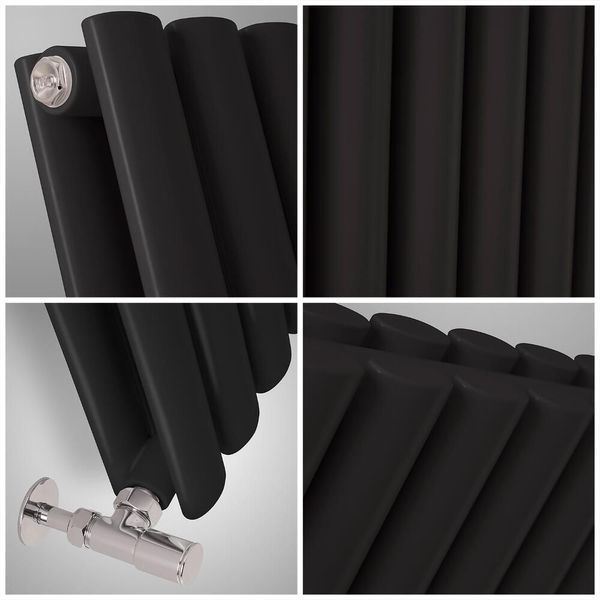 Вертикальний дизайнерський радіатор Aurora Double Black 1800x480 RR-UT1800480DB фото