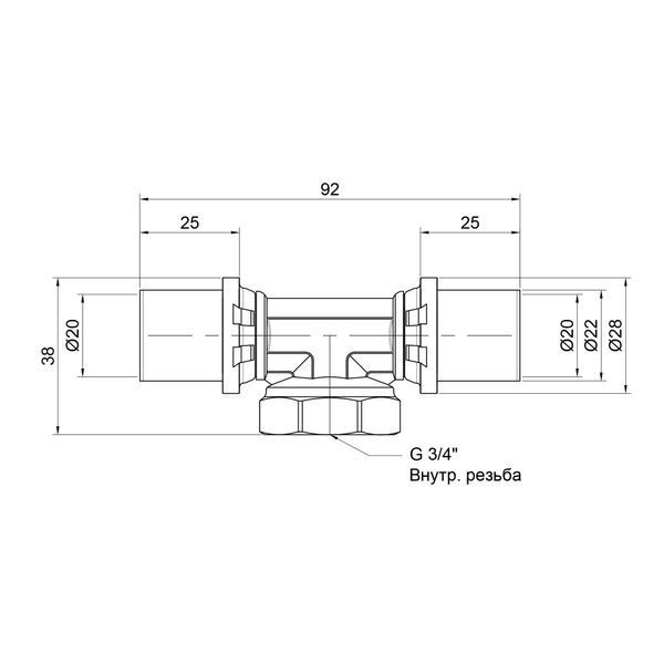 Трійник прес Icma 20х3/4"х20 ВР №408 81408AEBQ06 фото