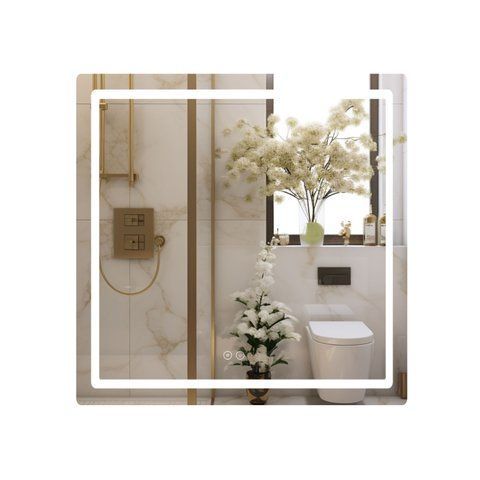 Дзеркало Qtap Mideya 800x800 з LED-підсвічуванням Touch, з антизапотіванням, з годинником, димером, рег. яскравості QT2078NCF8080W QT2078NCF8080W фото