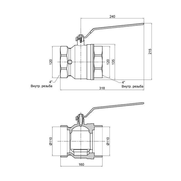 Кран кульовий SD Plus 4" ВР для води (важіль) SD600W100 SD600W100 фото