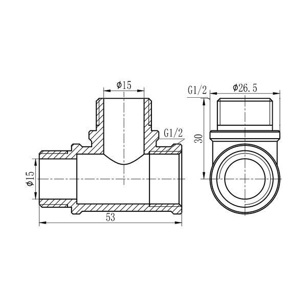Трійник SD Forte 1/2" ВЗЗ хром SF365H15 SF365H15 фото