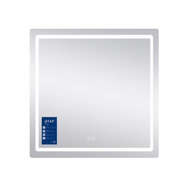 Дзеркало Qtap Mideya 800x800 з LED-підсвічуванням Touch, з антизапотіванням, з годинником, димером, рег. яскравості QT2078NCF8080W QT2078NCF8080W фото