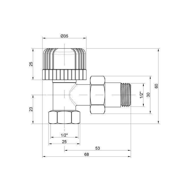 Кран радіаторний Icma 1/2" 28х1,5 кутовий №774 82774AD06 фото