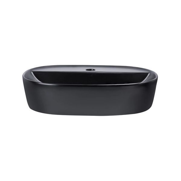 Комплект Qtap Scorpio: Раковина накладна овальна 505x385x120 мм Matt Black + Донний клапан PU03 QT142202MBMBN47312 фото