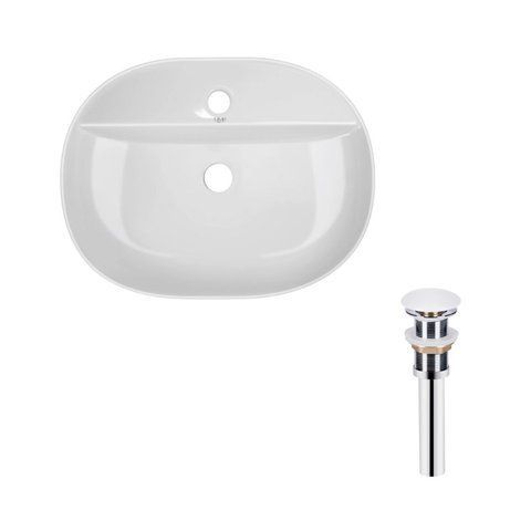 Комплект Qtap Scorpio: Раковина накладна овальна 505x385x120 мм White + Донний клапан PU02 QT14112202WN47313 фото