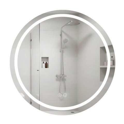 Дзеркало Qtap Mideya R800 з LED-підсвічуванням Touch, з антизапотіванням, з годинником, димером, рег. яскравості QT2078NCR8080W QT2078NCR8080W фото