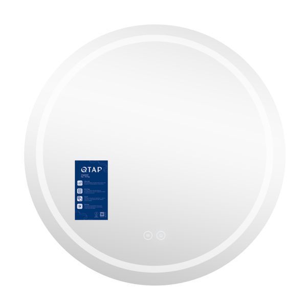 Дзеркало Qtap Mideya R800 з LED-підсвічуванням Touch, з антизапотіванням, з годинником, димером, рег. яскравості QT2078NCR8080W QT2078NCR8080W фото