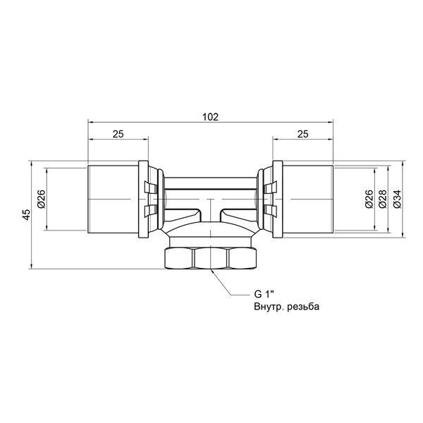 Трійник прес Icma 26х1"х26 ВР №408 81408AFGP06 фото