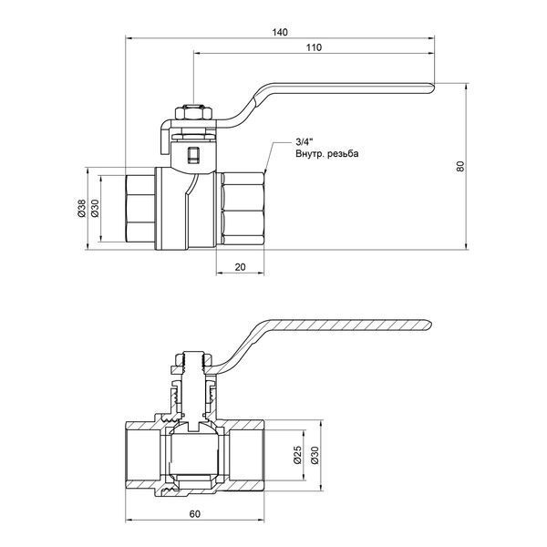 Кран кульовий SD Forte 3/4" ВР для води (ручка) SF600W20 SF600W20 фото