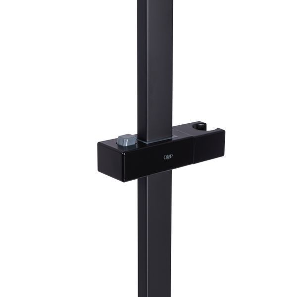 Душова стійка з тримачем універсальна Qtap Lepit 705 мм прямокутна QTLEP82103NB Black Matt QTLEP82103NB фото
