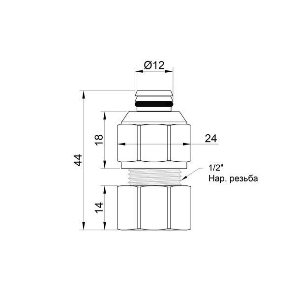 Перехідник обтискний Icma 16х1/2" ВР №532 81532ADGH06 фото