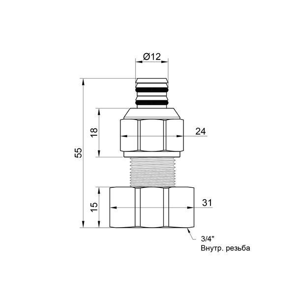 Перехідник обтискний Icma 16х3/4" ВР №532 81532AEGH06 фото
