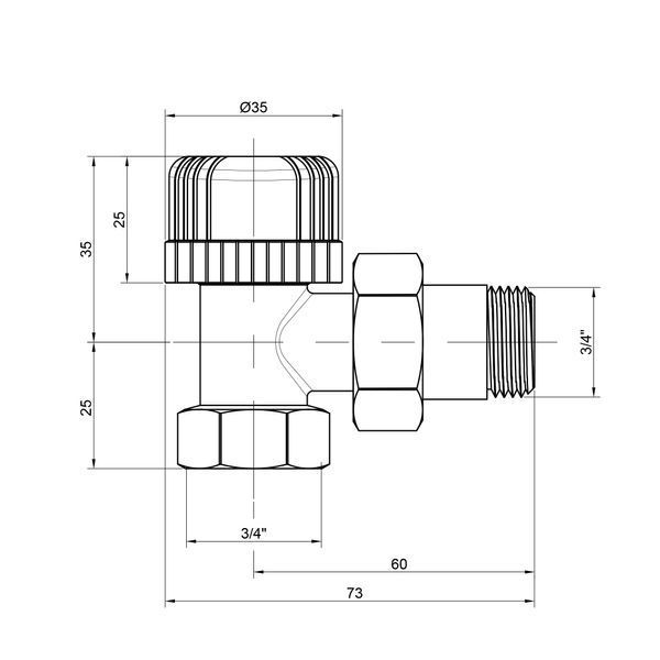 Кран радіаторний Icma 3/4" 28х1,5 кутовий №774 82774AE06 фото