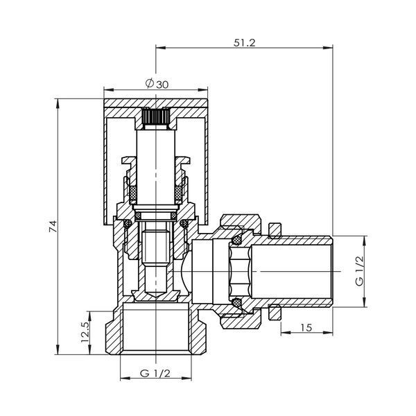 Кран радіаторний SD Forte 1/2" кутовий хром SF234W15 SF234W15 фото