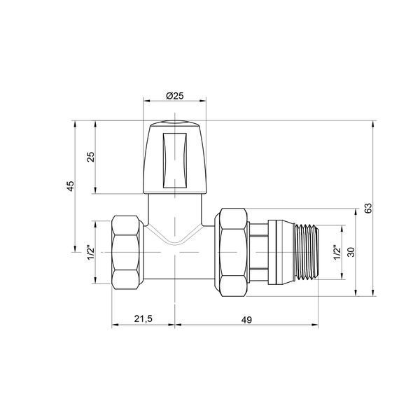 Кран радіаторний Icma 1/2" з антипротіканням прямий без ручки №815+940 82815AD06940 фото