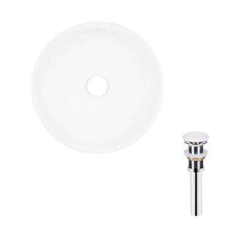 Комплект Qtap Owl: Раковина накладна кругла 400х400х155 мм White + Донний клапан PU02 QT1911K53WN47319 фото